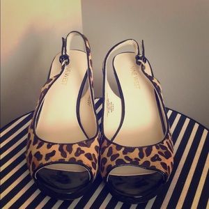 Nine West leopard platform heels .